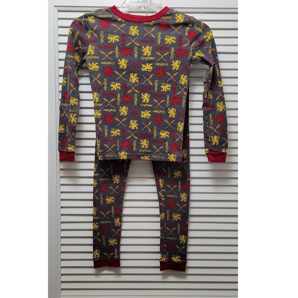 Harry Potter Gryffindor Kids Pajamas Set Size 10 Cotton Grey Red Lion PJs